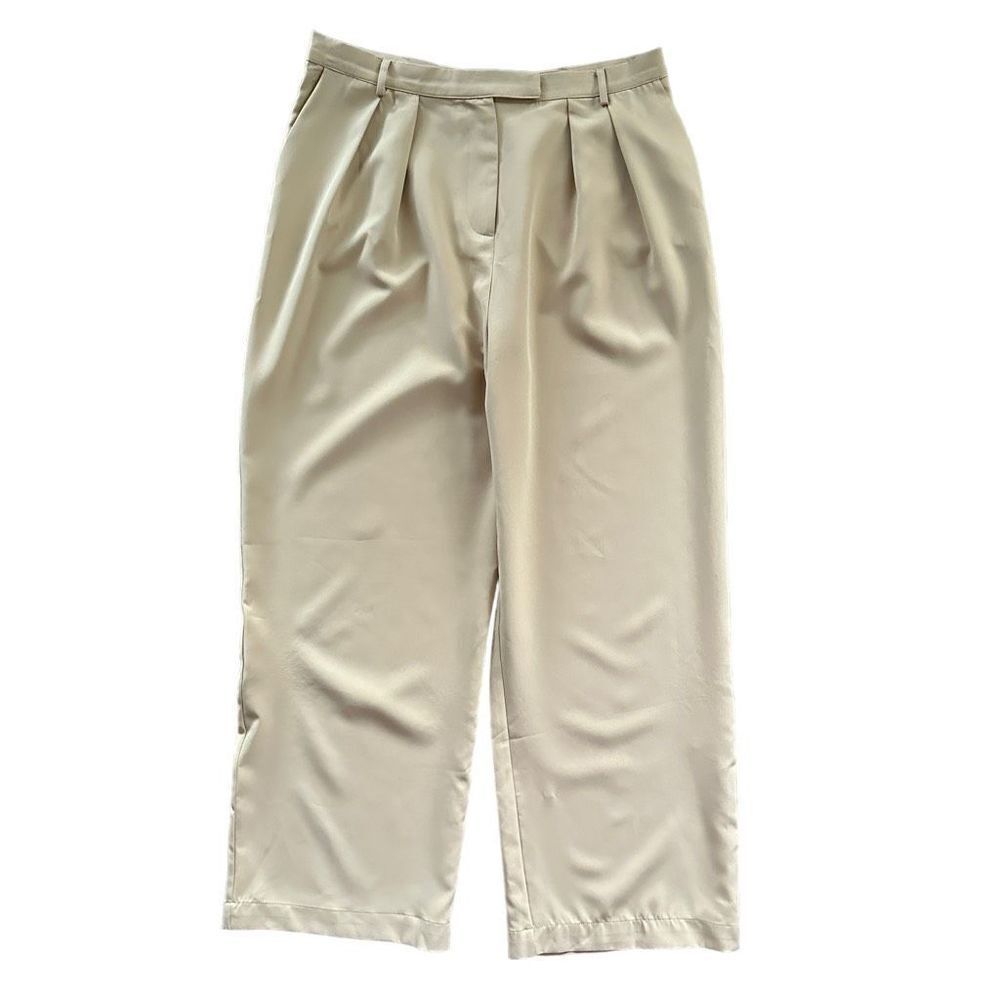 And Now This Pleated Trouser Pants Tan High Waist Cropped Extra Large